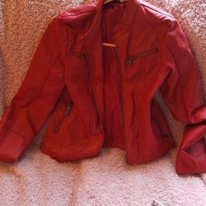 Red leather jacket